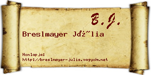 Breslmayer Júlia névjegykártya
